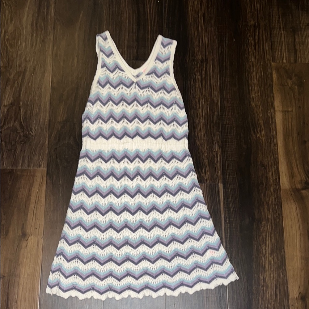 Design History Kids Chevron Patterned Dress - Purple and White